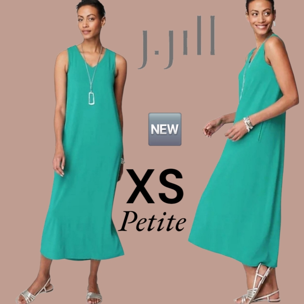 🆕️ NEW Wearever A-line Elliptical-Hem Dress in teal Green- Size : XS Petite